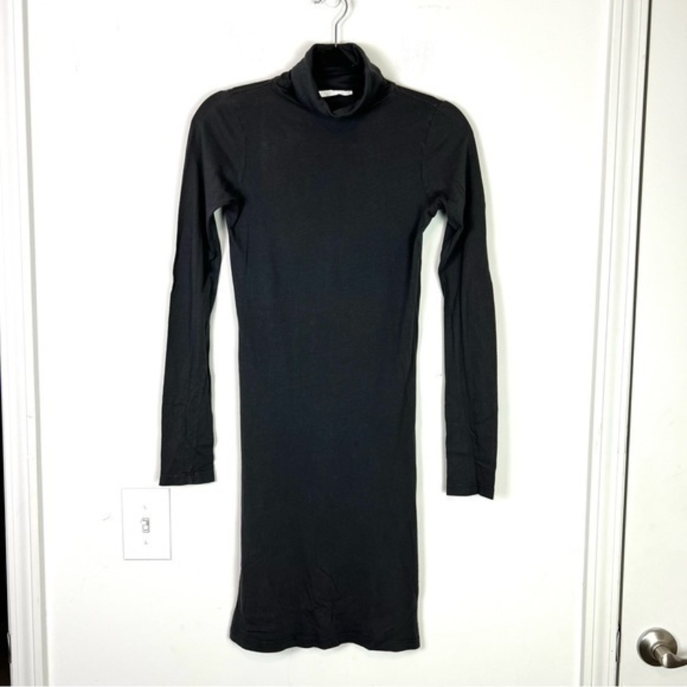 Enza Costa dress womens small Black Turtleneck Long Sleeve Form Fitting Classic